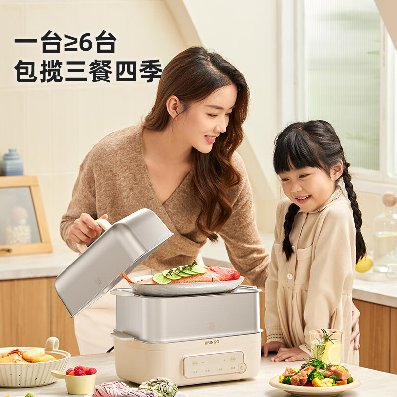 七彩叮当电蒸锅12L耐用耐摔隔热防烫双层款QC-DZ08-BX2高清大图