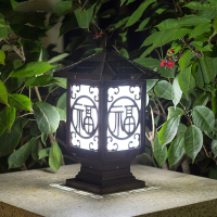 [苏宁自营]太阳能欧式围墙灯柱头灯门柱灯户外墙头灯led别墅庭院方形大门灯 咖啡金色15CM双色[带遥控]
