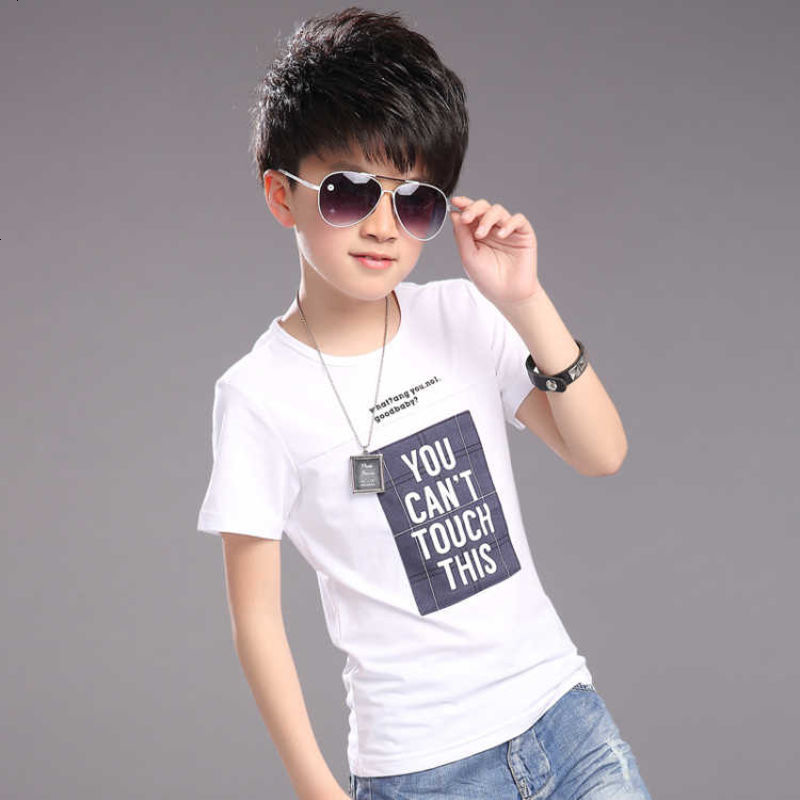 莎丞 男大童男童t恤短袖棉质儿童童装夏装上衣中大童圆领打底衫3-15岁