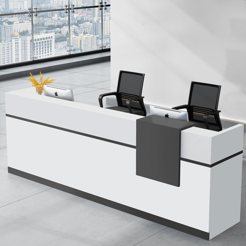 域赢办公前台接待台公司咨询台收银台现代简约迎宾前台桌创意服务桌板式办公家具吧台桌 3.2*0.6*1.1米【长宽高】