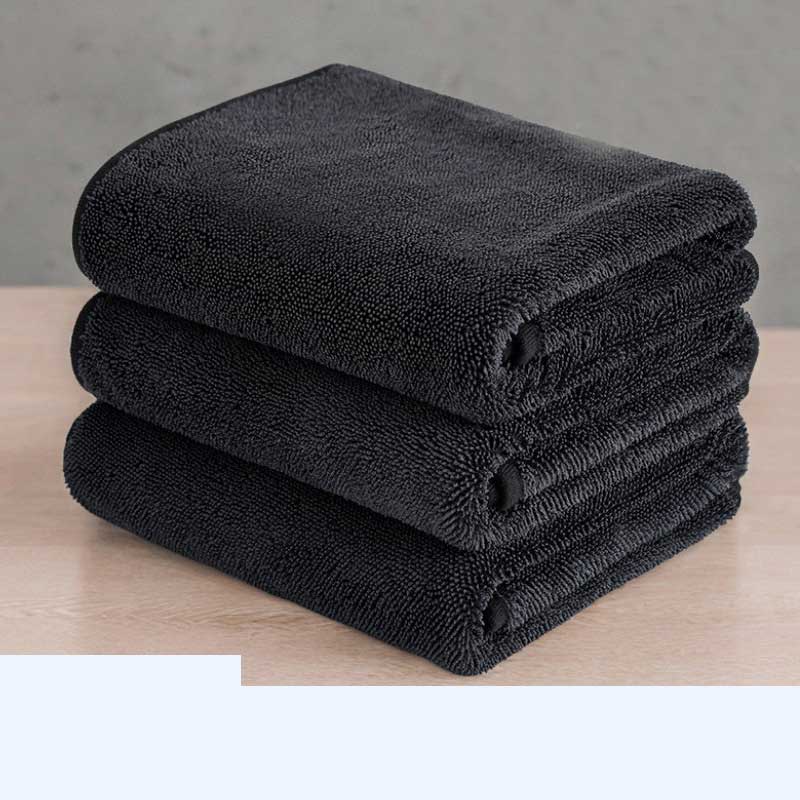 红鲸鱼 黑色擦车毛巾双面加厚洗车抹布 40*60cm 1条高清大图