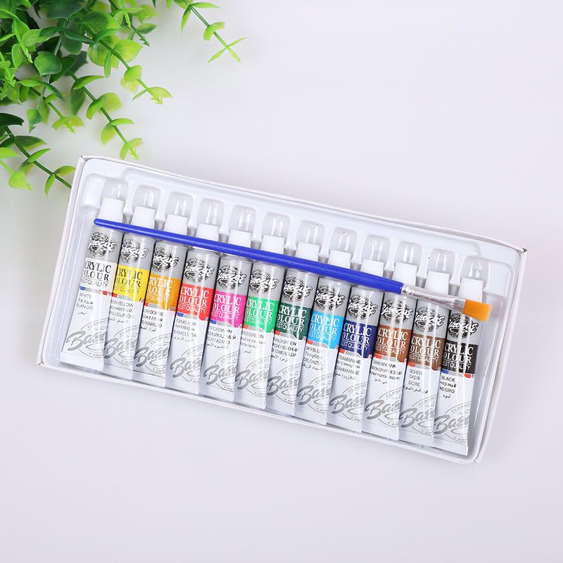 12色水彩水粉油画丙烯颜料套装diy美术彩绘涂鸦环保颜料铝管装