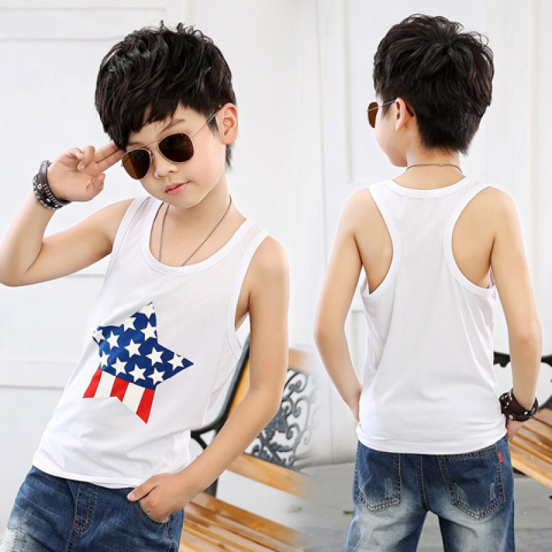 促销纯棉背心不起球夏装男童背心纯棉夏季儿童中童大童装无袖汗衫