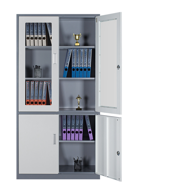 花城办公 玻璃铁皮文件柜二门带锁900*390*1800mm(仅限烟台地区供货)高清大图