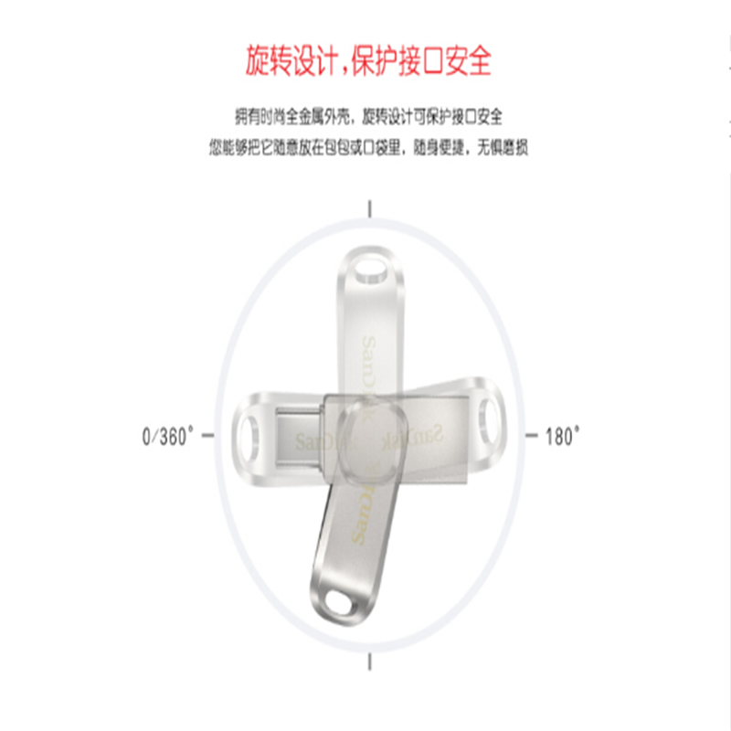 闪迪 (SanDisk) 优盘 酷珵TypeC-64G USB3.1至尊高速Type-C接口 手机电脑办公两用优盘