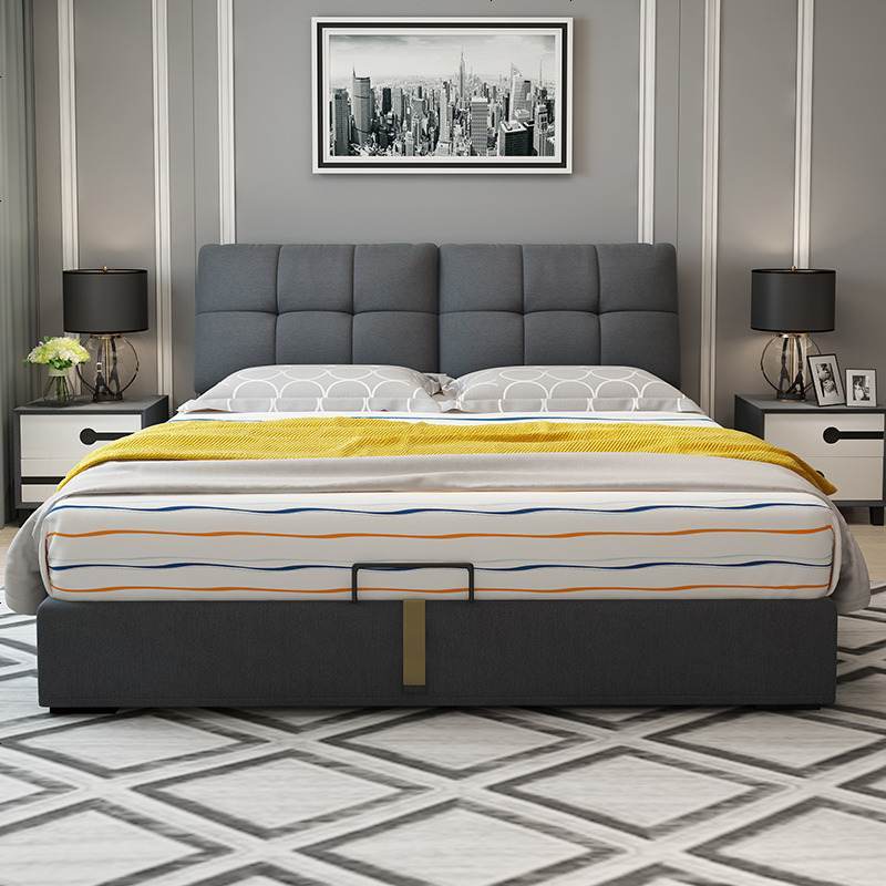 北欧布艺床可拆洗1.8米双人床2.2米主卧大床软包北欧婚床现代简约