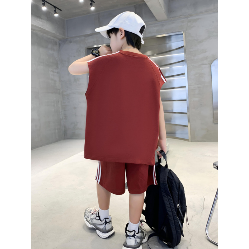 儿童装男童夏装背心套装2025新款网红炸街夏季无袖衣服潮男孩薄款