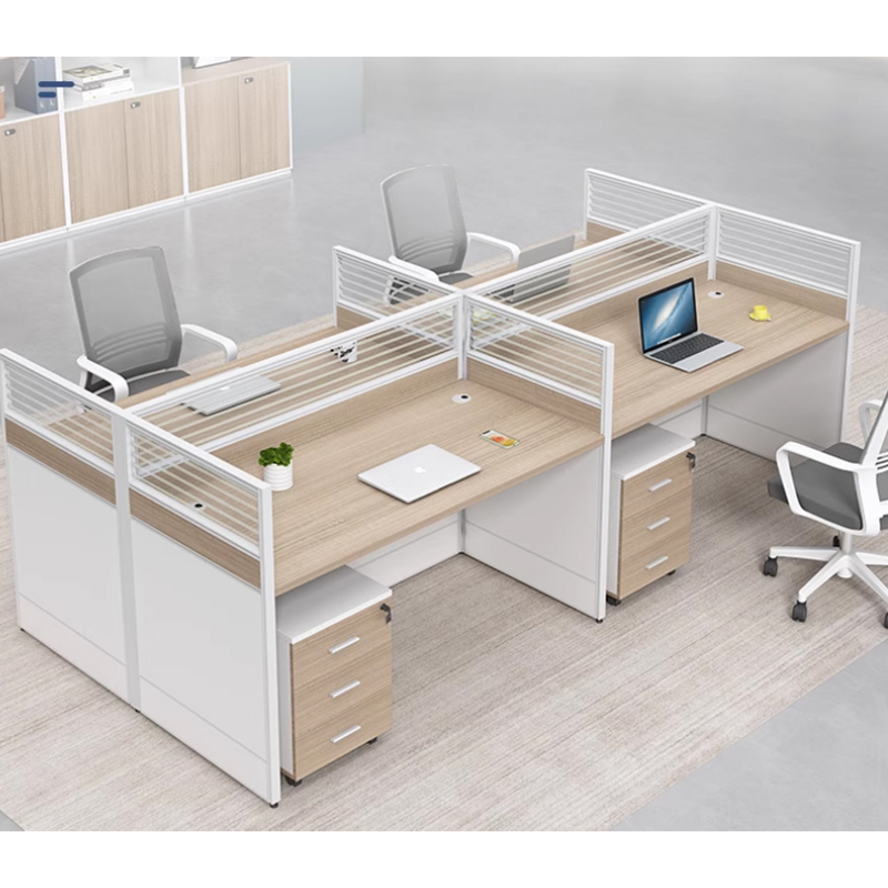 缘与君良XFP03屏风桌:三聚氰胺面环保颗粒板(含小柜) 尺寸:1200*600*1100E型两人位