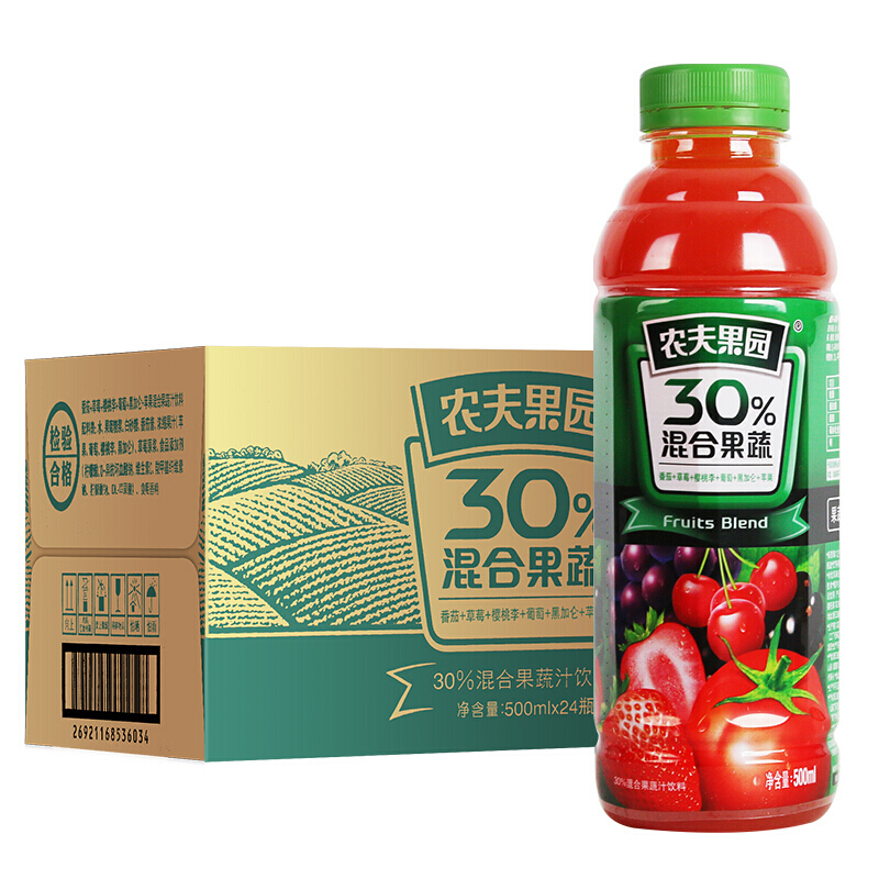 农夫果园30%混合果蔬汁蕃莓味500ml*15瓶