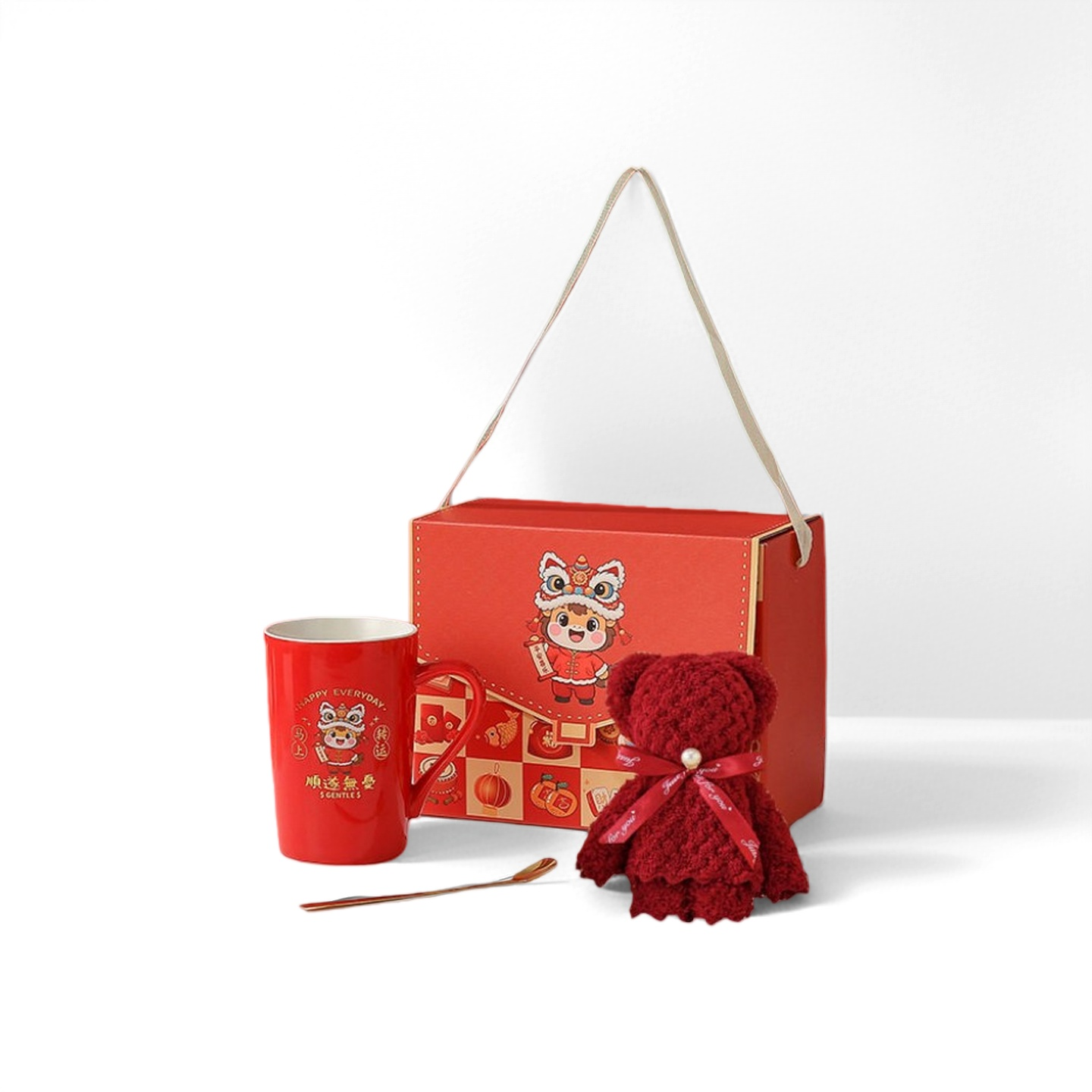 SUXINGAUTO银行年终答谢客户礼品美容院送顾客新年礼品公司送员工伴手礼 杯+勺+毛巾+手提包包高清大图