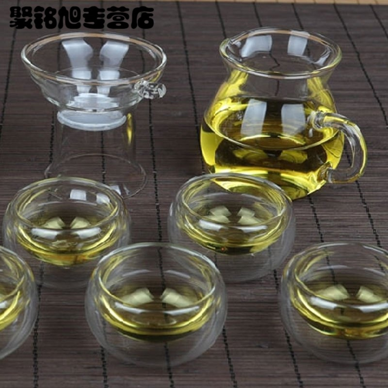 玻璃盖碗功夫茶具三才泡茶敬茶杯茶碗备大小码加厚生活日用家居器皿水具水杯创意简约玻璃杯