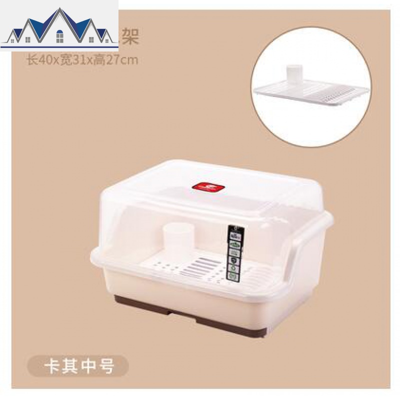 加厚塑料碗柜带盖碗碟篮厨房沥水碗架餐具碗筷收纳盒翻盖厨房收纳 三维工匠收纳层架高清大图