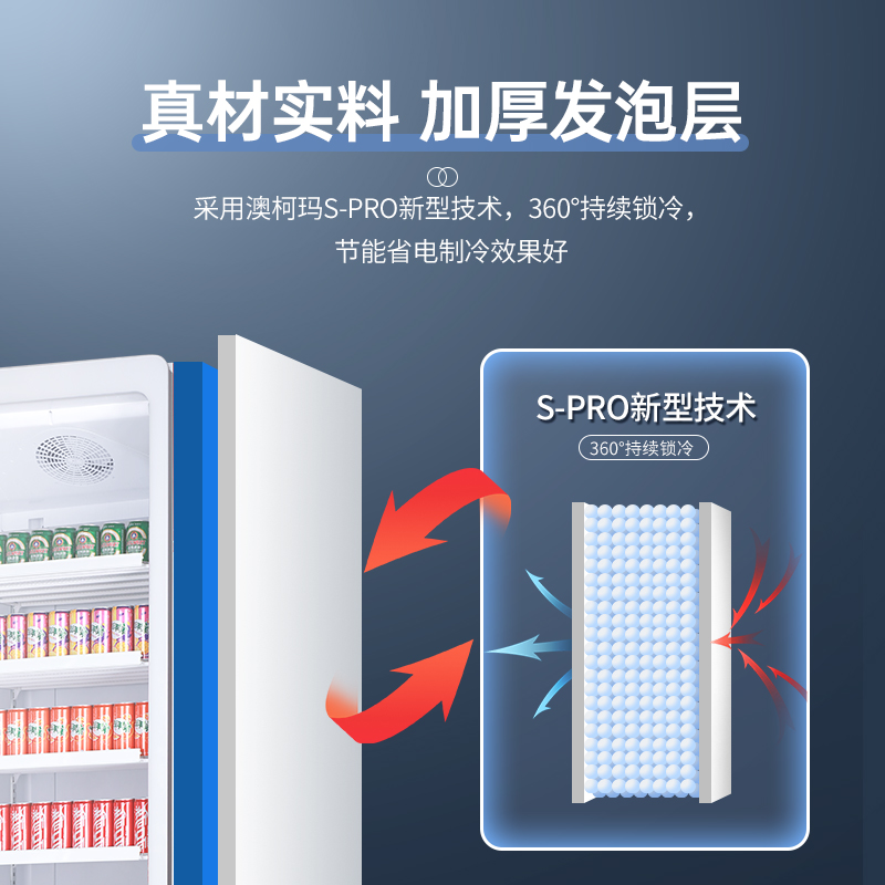 澳柯玛(AUCMA)SC-620高端风冷展示柜冷藏保鲜饮料柜商用冰箱超市啤酒单门冰柜高清大图