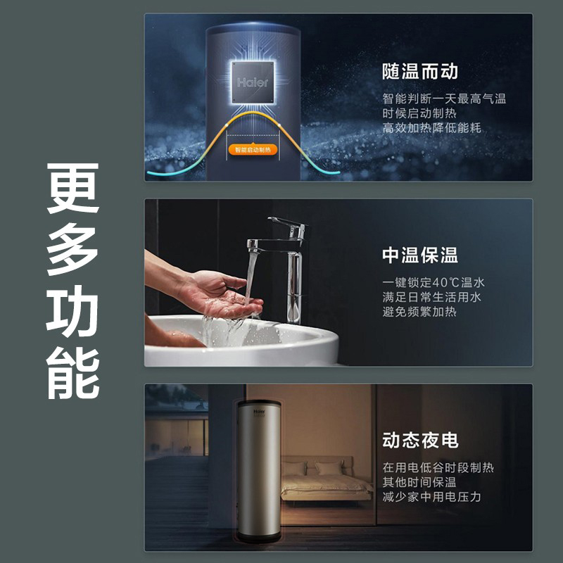 海尔(Haier)空气能热水器300升大容量一级能效智享KF110/300-ME-U1高水温75度