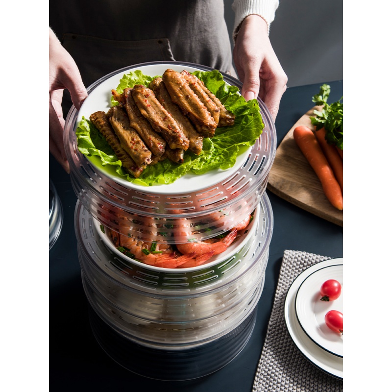敬平(JING PING)菜罩饭菜食物罩防苍蝇蚊家用防尘餐桌饭罩子剩饭剩菜遮菜盖菜 组合4个装[透气盖*1+盘碟罩*高清大图
