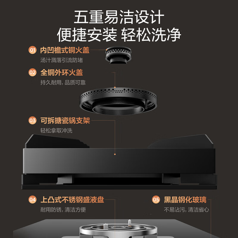 万和(Vanward)[小灶君B10 Pro·防干烧]天然气燃气灶5.2kW烟灶联动国家补贴20%嵌入式家用煤气双炉具高清大图