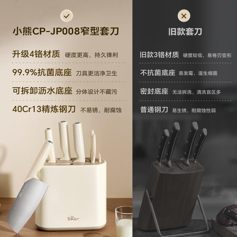 小熊(Bear)抗菌刀具套装 家用不锈钢切菜刀5件套 切片刀水果刀剪刀JP008-P01高清大图