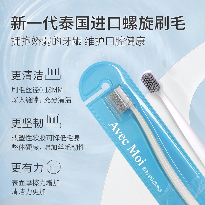 Avec Moi纳米 成人 细毛牙刷2支装(软毛 抗菌)套装高清大图