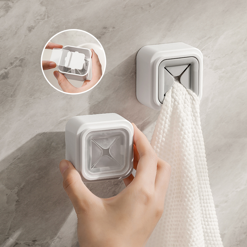 洗脸巾架壁挂式置物架浴室用品收纳免打孔挂架毛巾塞简易收纳挂钩厨房抹布塞高清大图