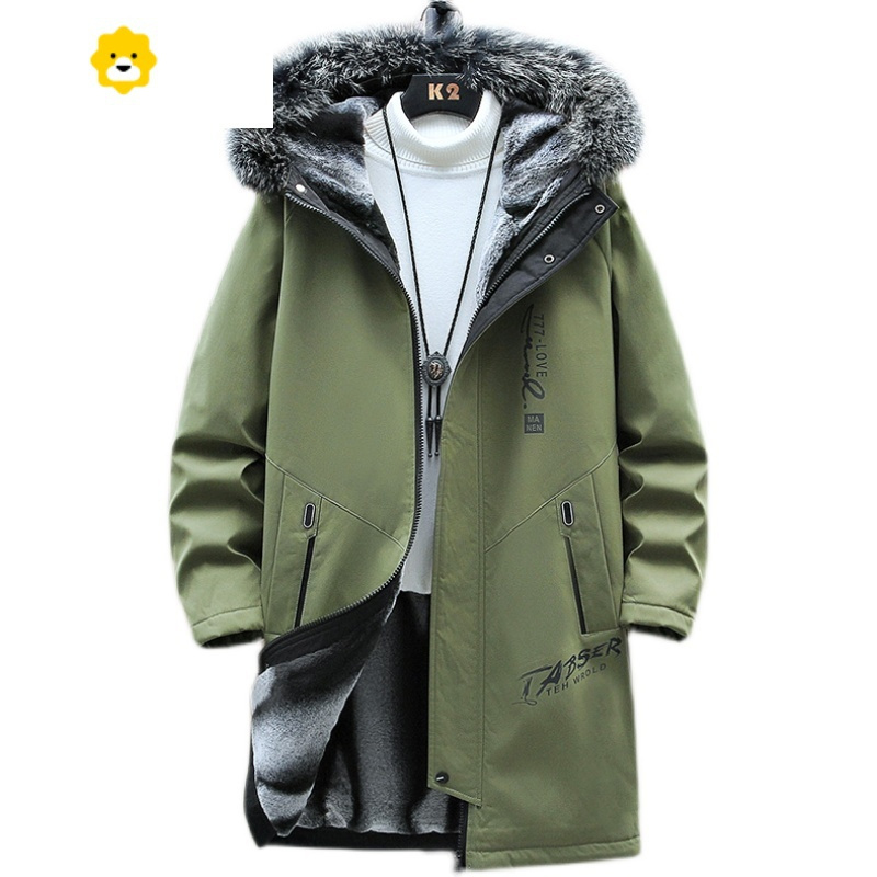 fishbasket男士羽绒服中长款2023新款加厚p暖派克服冬装潮牌冬季加绒