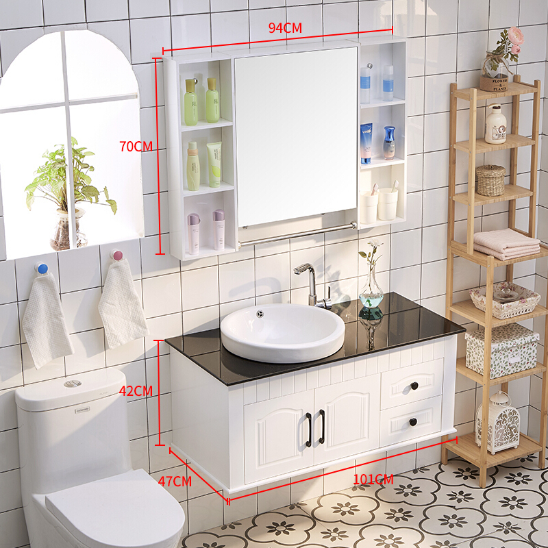 北欧浴室柜卫生间洗漱台挂墙式卫浴柜洗手洗面洗脸盆柜组合小户型安心