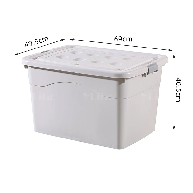 翌嘉YJ4120515 塑料收纳箱带盖子储物整理箱存放箱 白色 690*495*405高清大图