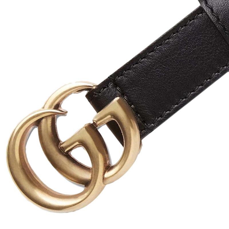 [宋祖儿同款]GUCCI 古驰 女士黑色双G带扣皮革腰带 409417-AP00T-1000 黑色85CM