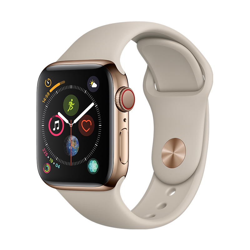 Apple Watch Series4 智能手表GPS+蜂窝网络款 44毫米金色不锈钢表壳搭配岩石色运动型表带