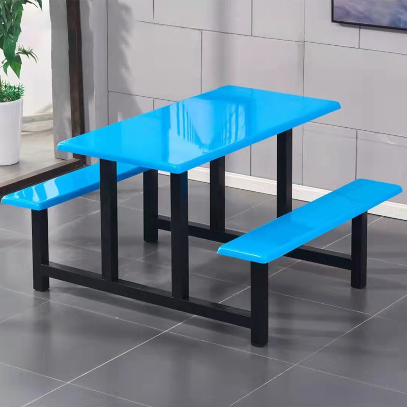 西泰连体餐桌椅学校食堂餐桌椅组合餐桌四人位xt1378 蓝色