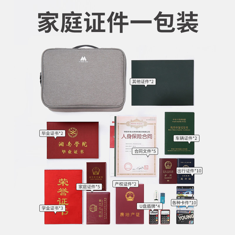 美帮汇收纳包盒档案票据文件户口护照整理袋家庭多层大容量多功能箱高清大图