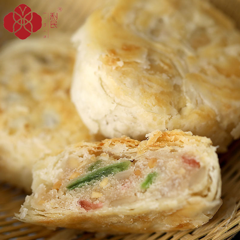 利民食品 老式苏月月饼酥皮黑芝麻百果五仁椒盐口味360g(8个)