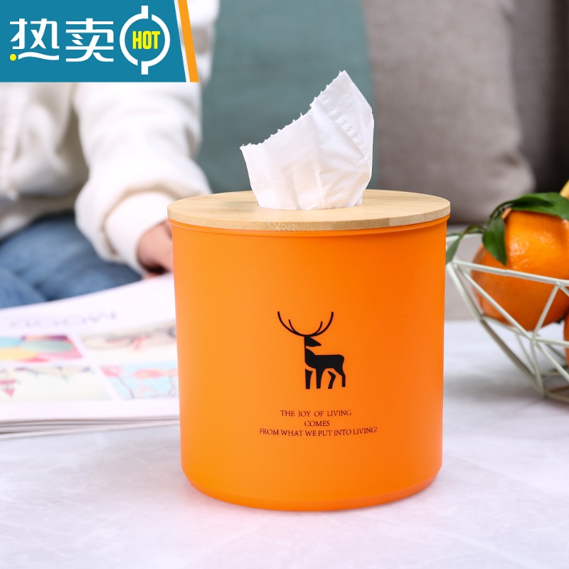 敬平圆形纸巾筒桌面纸巾盒卫生纸卷纸筒家用客厅卫生间抽纸盒子卷纸盒 长方形-小鹿高清大图