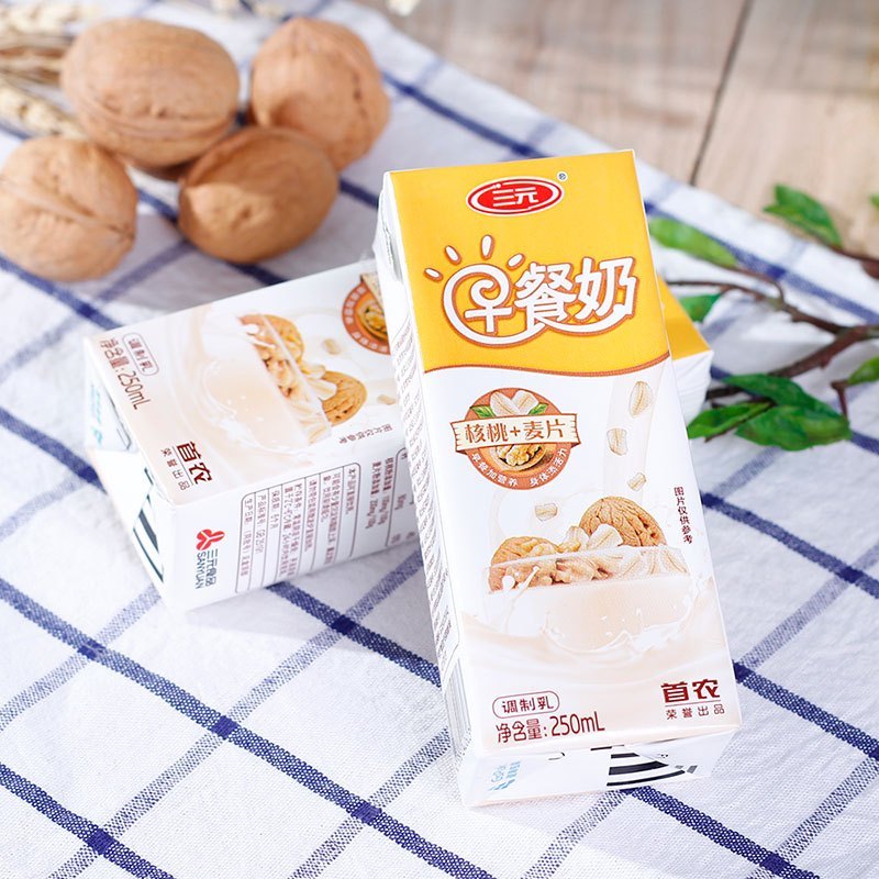 三元早餐奶(核桃+麦片)250ml*12盒