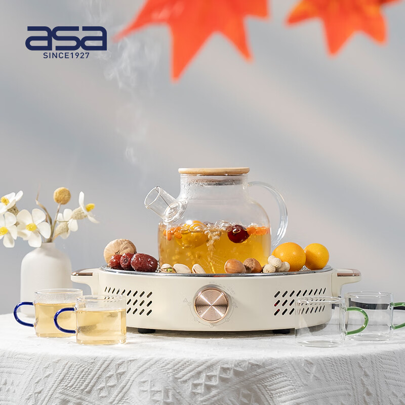 北欧阿萨电烤炉家用电烤盘烤肉盘家用轻烟烧烤电烤炉烤肉锅烧烤炉多功能 米黄【ADS-001】 1层