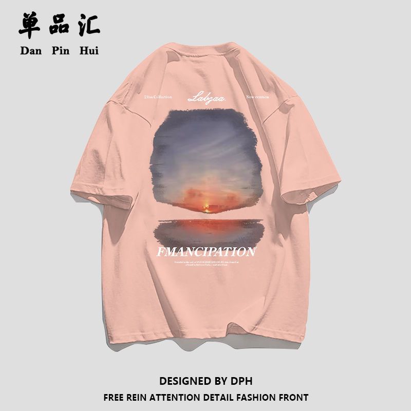 单品汇夏季新款纯棉短袖T恤女韩版潮流印花学生oversize宽松ins潮