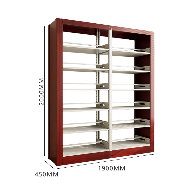 臻远ZY4072637 钢制书架红色资料架 双面6层一列二组 1900*450*2000mm高清大图