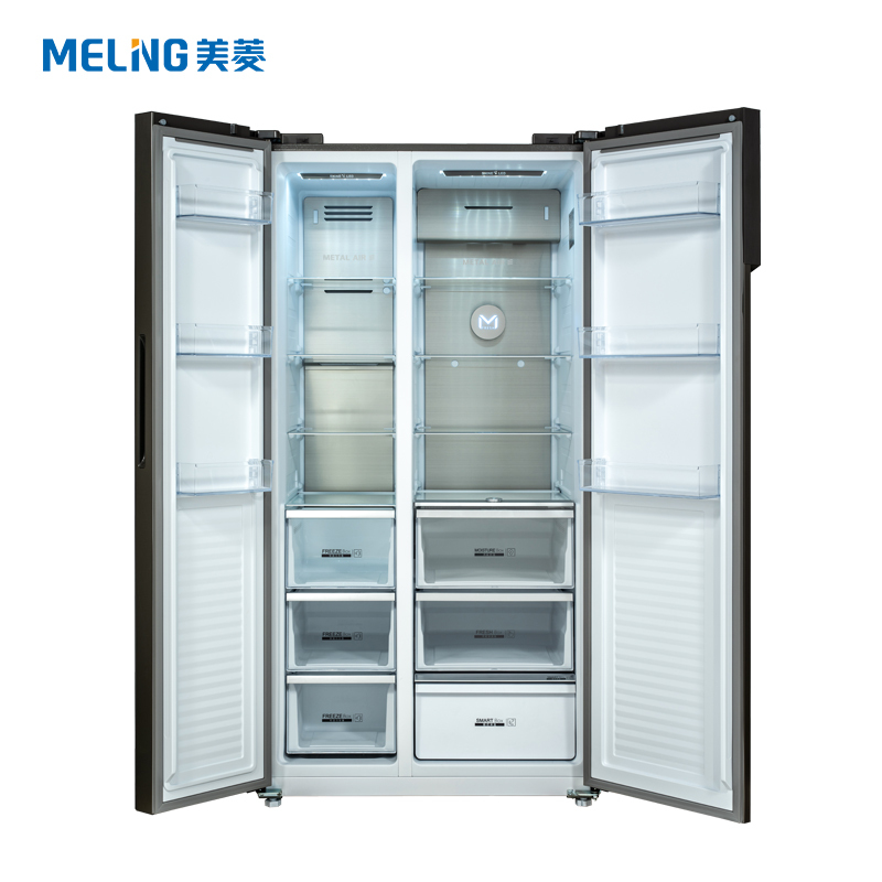 美菱(MELING) BCD-618WQ3D 618升对开门冰箱 风冷无霜 智能WIFI变频 水分子激活保鲜(星际蓝)