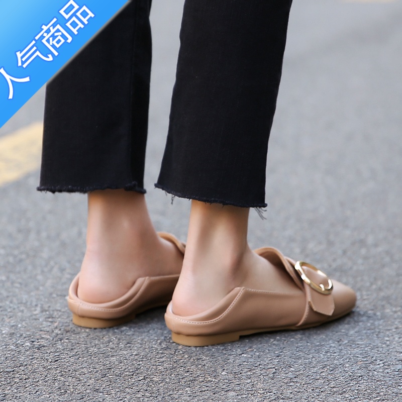 SUNTEK2023春季乐福鞋女英伦风一脚蹬小皮鞋晚晚鞋平底百搭豆豆鞋单鞋女高清大图