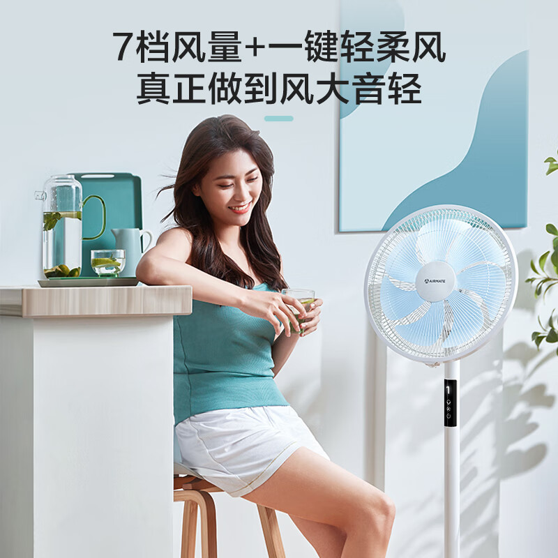 艾美特(AIRMATE)落地扇 七叶家用遥控7档大风量空气循环摇头立式落地扇节能轻音柔风预约定时 CS35-R20高清大图