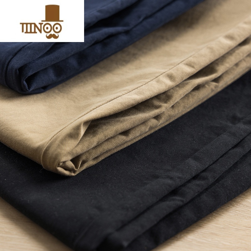 YANXU微弹力高密休闲裤长裤男士修身小直筒秋季厚款合体水洗裤子男裤高清大图