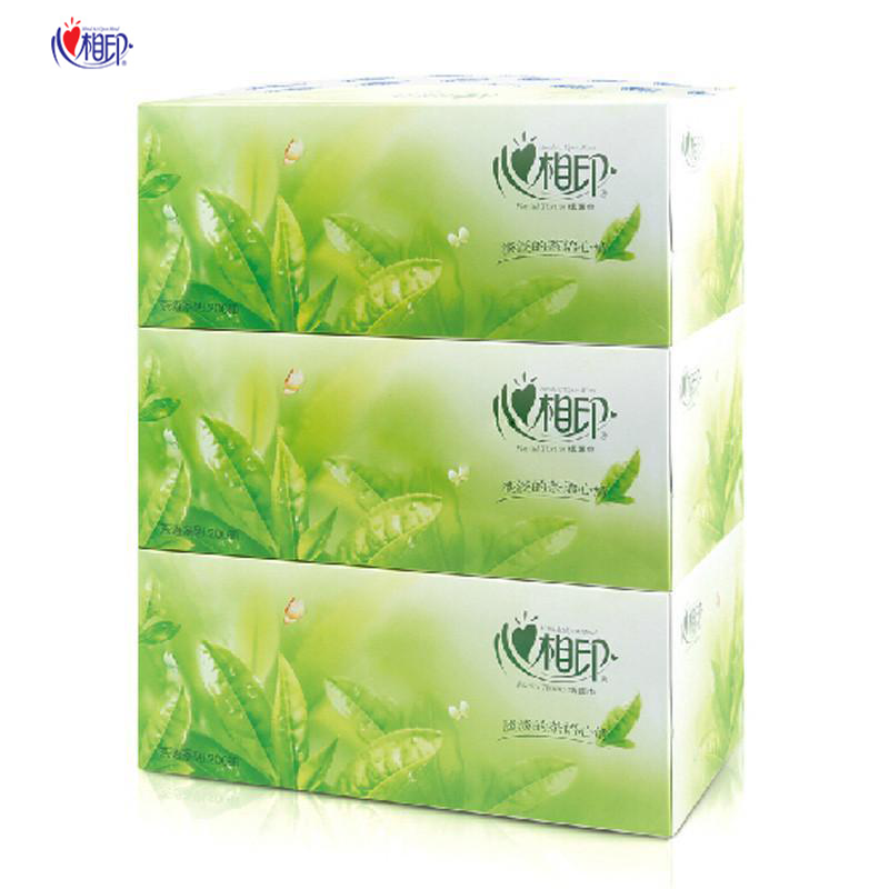 心相印抽纸 茶语抽纸单提3盒装400张H200 硬盒2层200抽