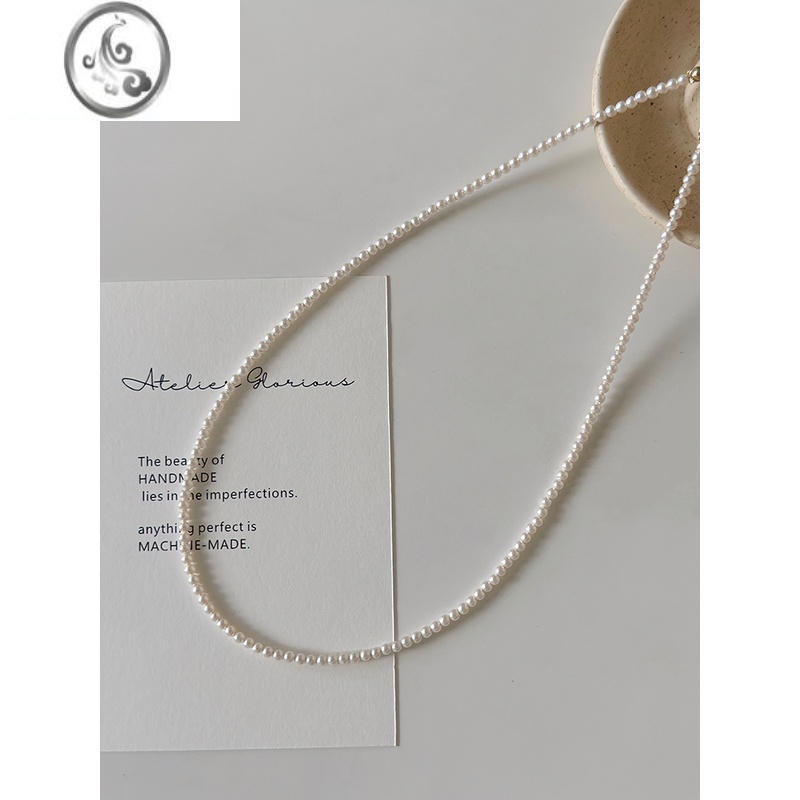 JiMi高级感2mm施家细珍珠项链女轻奢小众法式气质锁骨链2023新款颈链 直径2mm珍珠