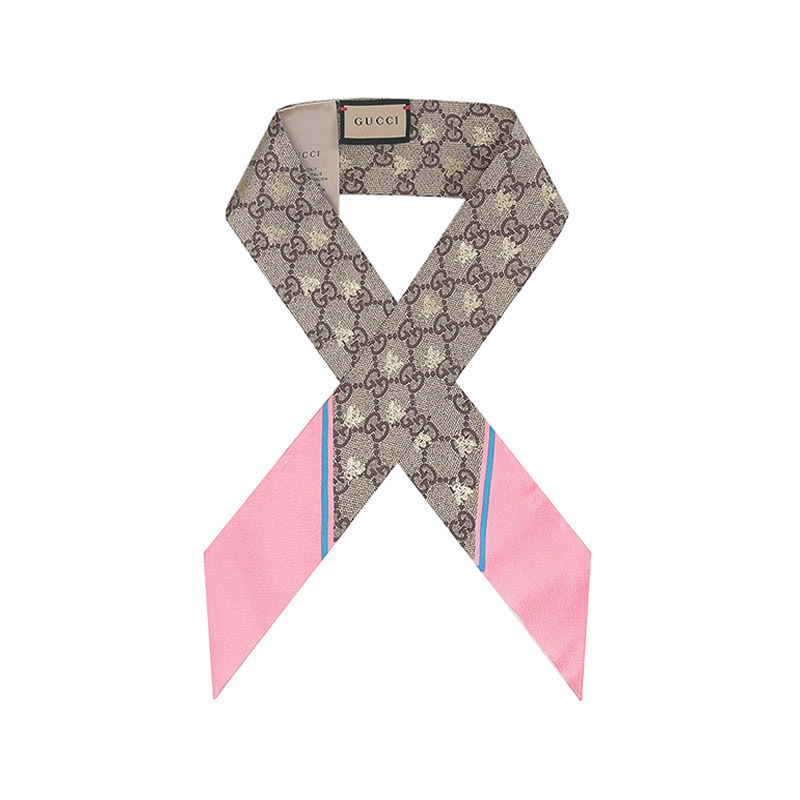 古驰gucci女士桑蚕丝绑带装饰带束发带小领巾窄版丝巾4992263g001