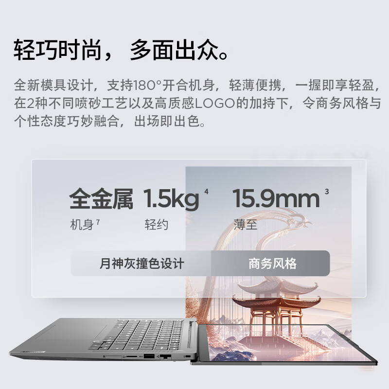 ThinkPad ThinkBook 14+ 锐龙版 04CD AMD R7 8745H 24GB 512GB 14.5英寸标压轻薄本笔记本电脑 3K 120Hz刷新率高清大图