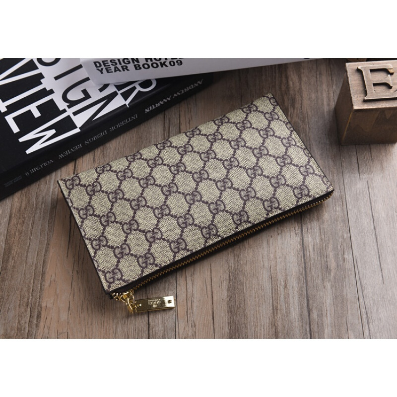 新款酷奇钱包男长款字母双g拉链手拿包欧美老花格子纹钱包手包视频