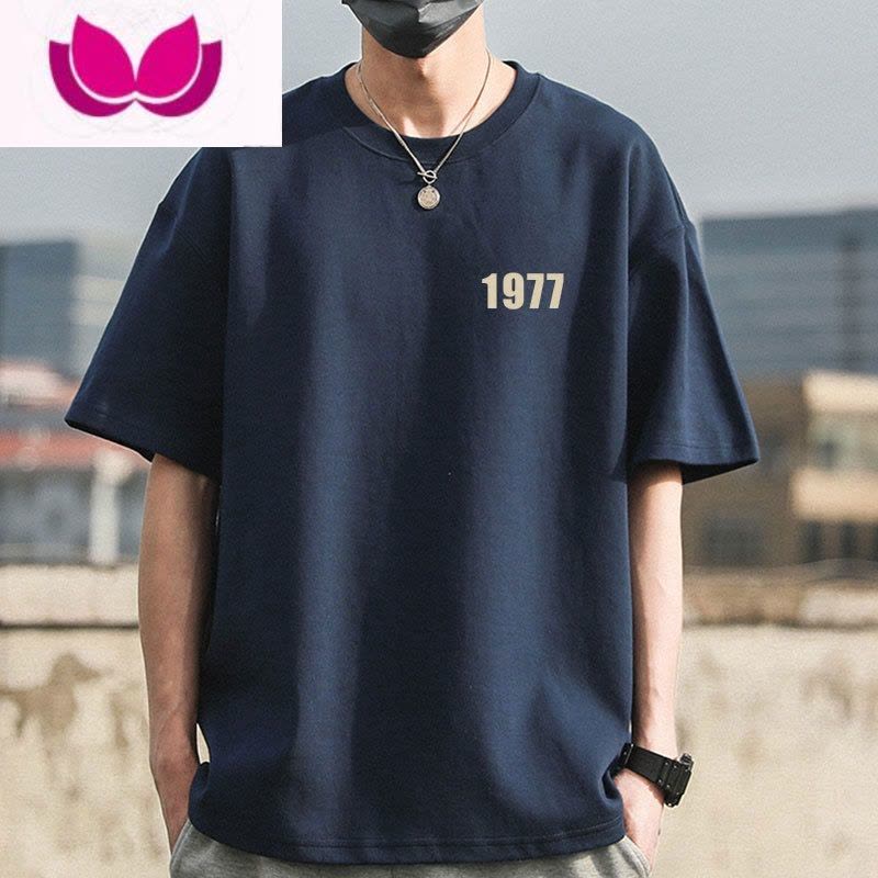 七斓1977短袖T恤男士ins潮牌上衣服港风夏季宽松上衣半袖体恤图片