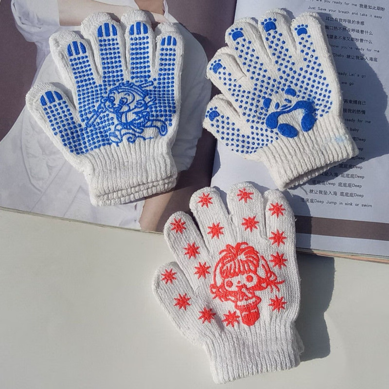 龙云天盾园艺儿童劳保手套防磨小朋友仪表防护棉纱线劳动中小学生表演 10双蓝色点胶手套 幼儿园款2-6岁