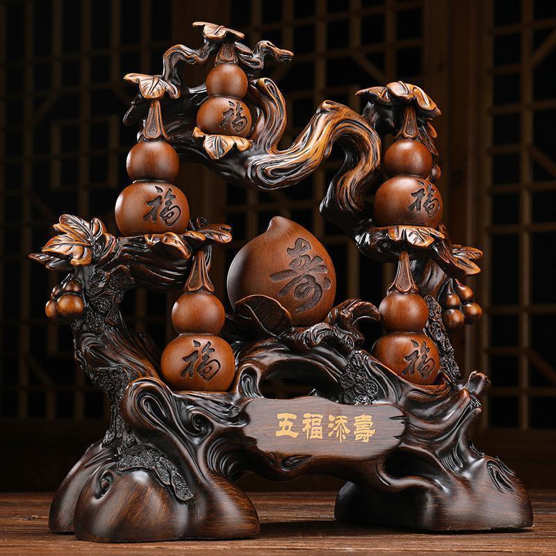 美帮汇寿桃摆件葫芦工艺品送长辈爷爷奶奶祝寿贺寿礼品老人退休高清大图