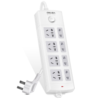 得力18213新国标8位3米 大孔距总控开关插座