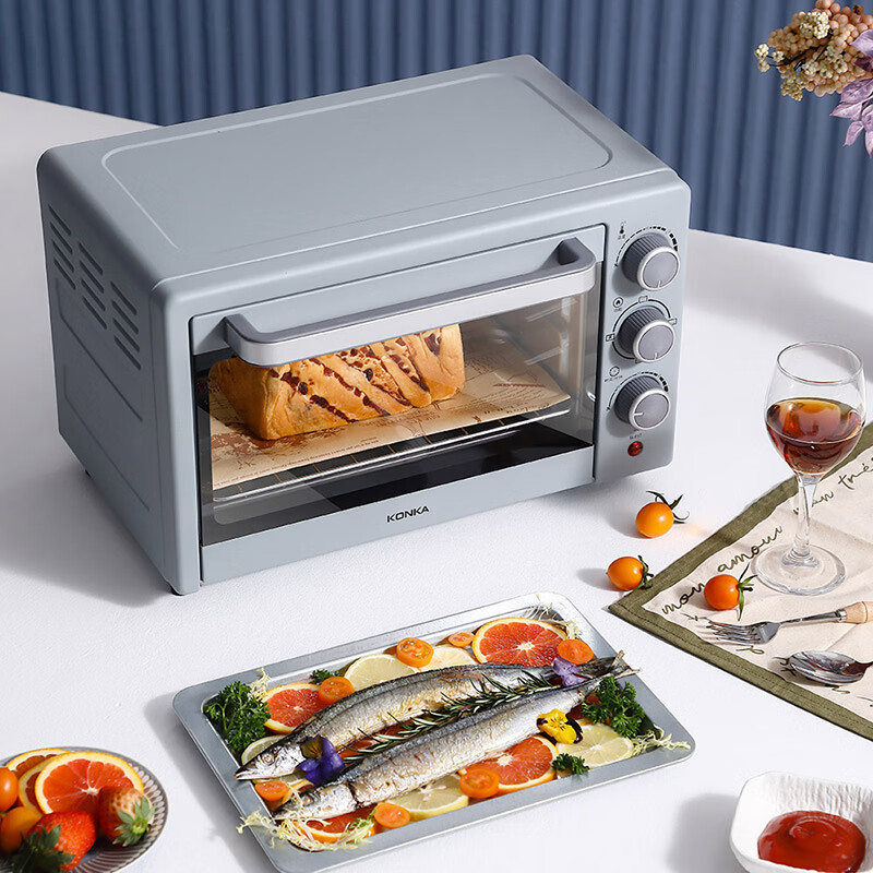 康佳(KONKA) 家用电烤箱20升多功能烘烤蛋糕烤箱电烤箱KDKX-2001-M 晴山蓝(单邮)!高清大图